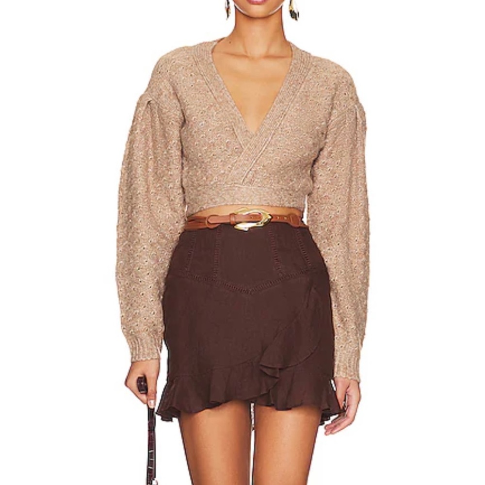 Tularosa Sherri Embroidered Skirt Chocolate Brown